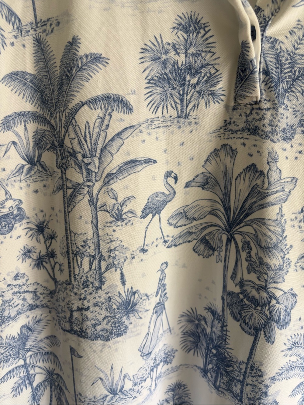 Walter Hagen White Polo with Blue Tropical Toile Print - Picture 2 of 4